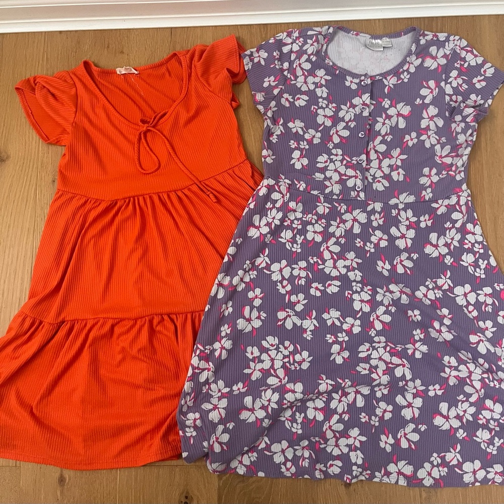 Orange and Purple Kids Dresses Set